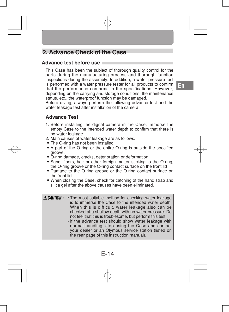 E-14 2. advance check of the case | Olympus PT-019 User Manual | Page 15 / 38