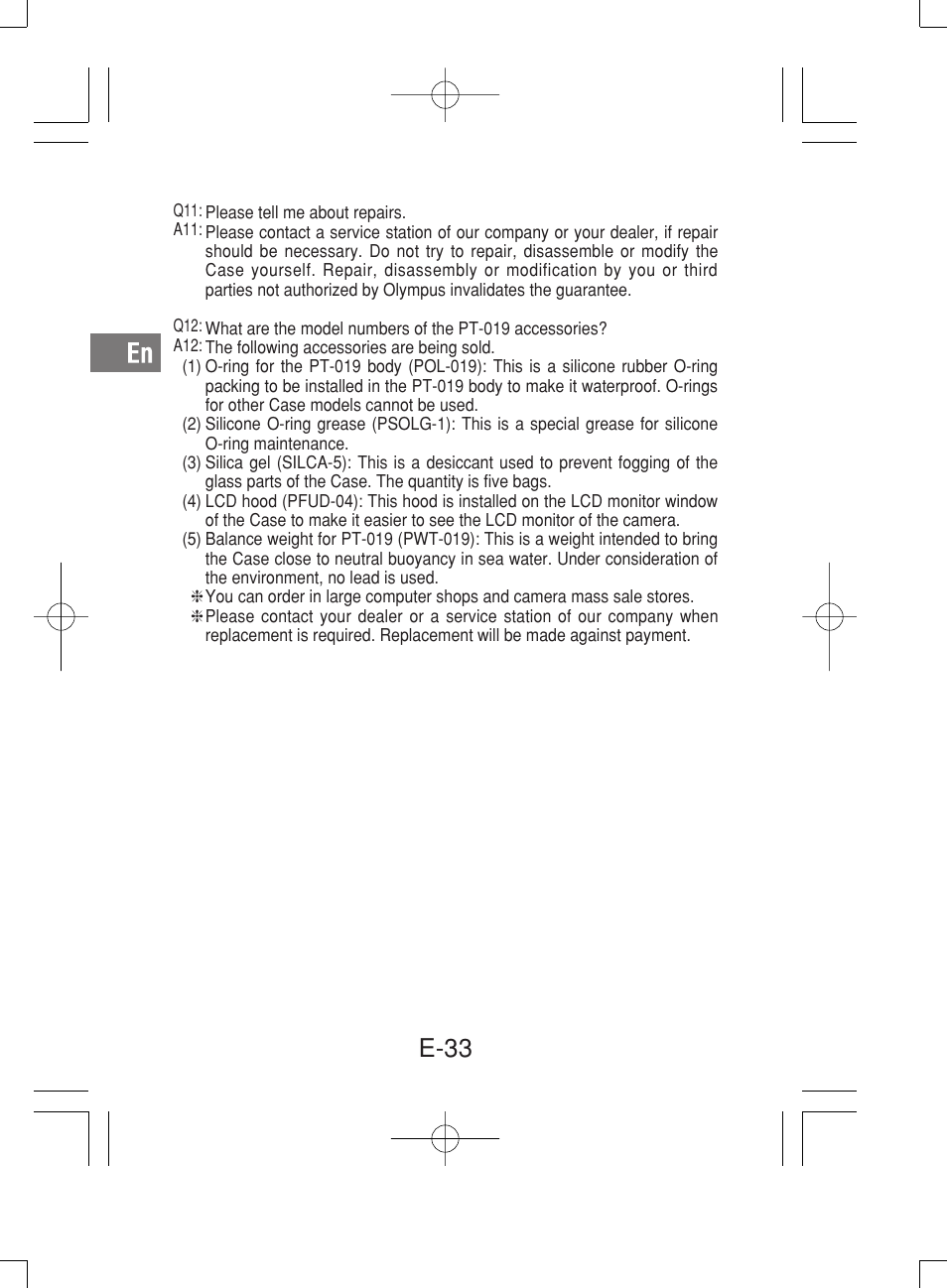 E-33 | Olympus PT-019 User Manual | Page 34 / 38