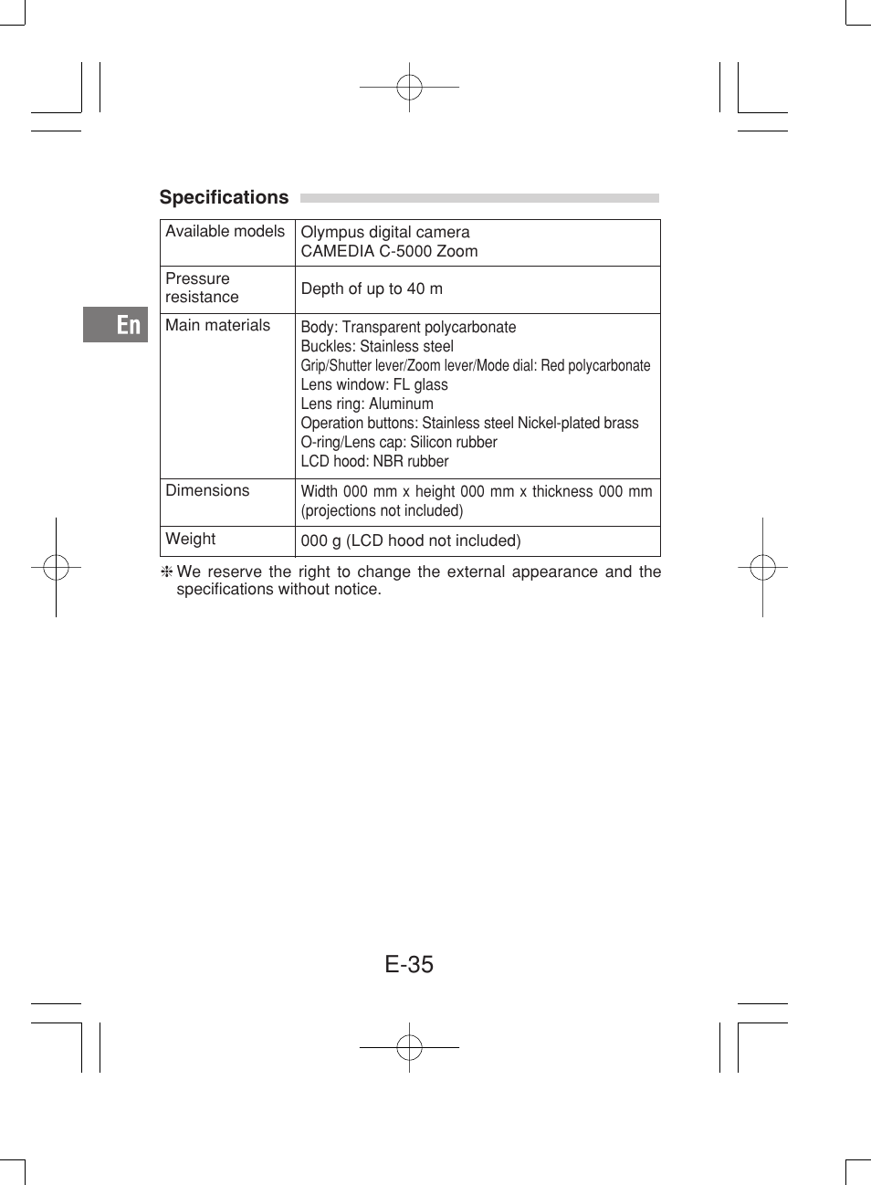 E-35 | Olympus PT-019 User Manual | Page 36 / 38