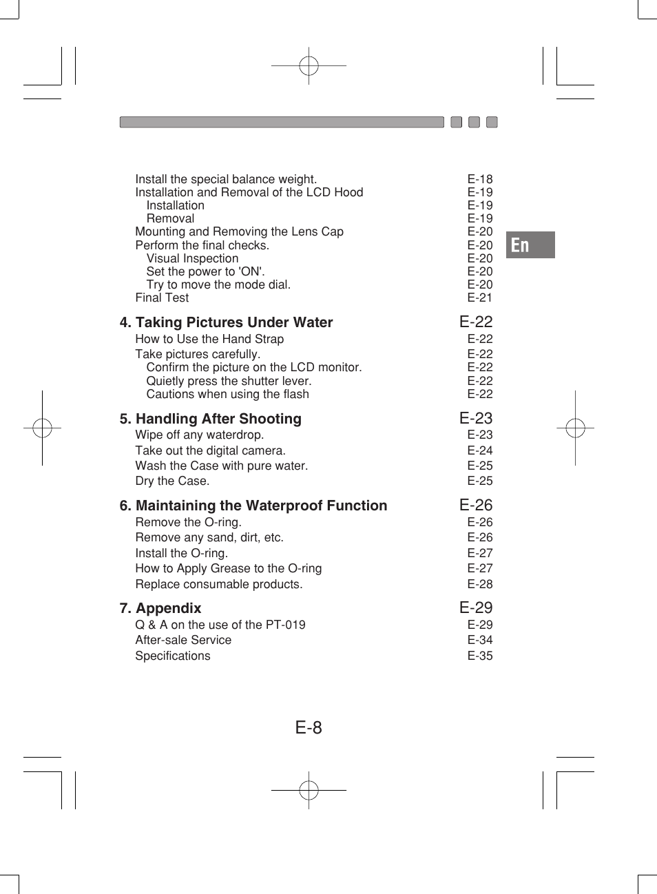 E-22, E-23, E-26 | E-29 | Olympus PT-019 User Manual | Page 9 / 38