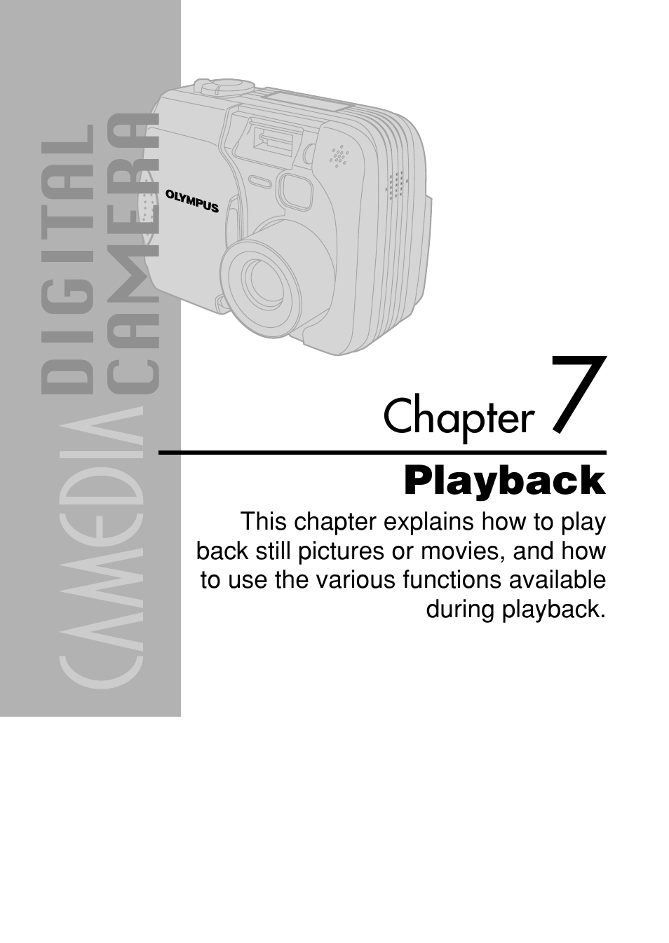 Chapter 7 playback, Playback, Chapter | Olympus C-40Zoom User Manual | Page 118 / 203