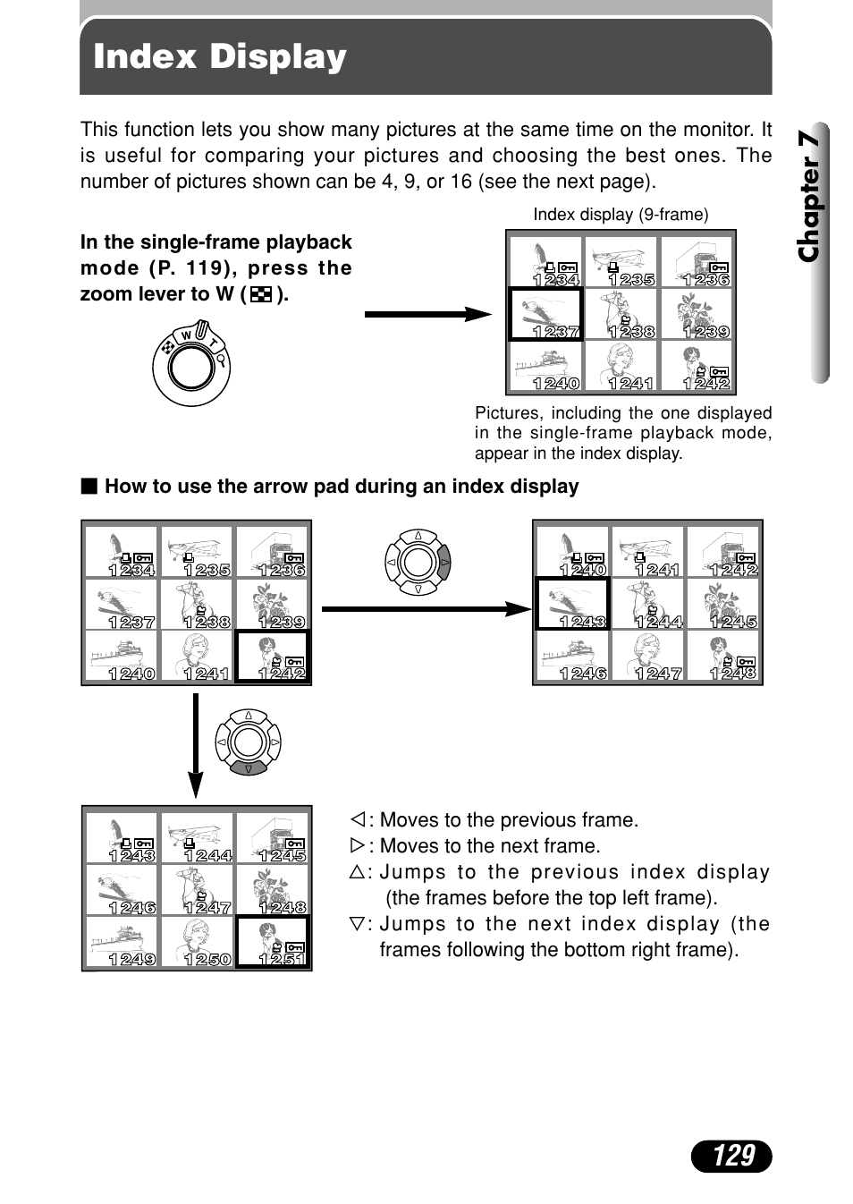 Index display, Chapter 7 | Olympus C-40Zoom User Manual | Page 129 / 203