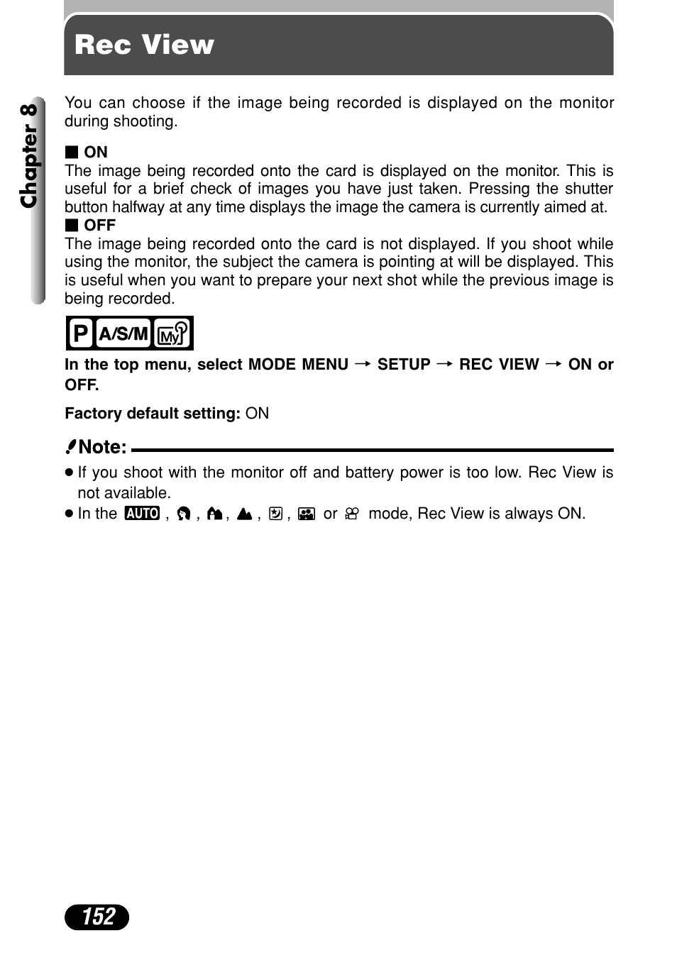 Rec view, Chapter 8 | Olympus C-40Zoom User Manual | Page 152 / 203