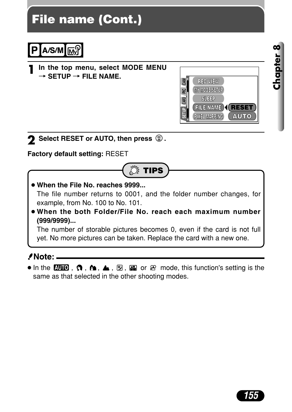 File name (cont.), Chapter 8 | Olympus C-40Zoom User Manual | Page 155 / 203