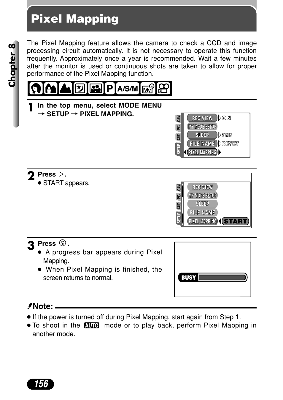 Pixel mapping, Chapter 8 | Olympus C-40Zoom User Manual | Page 156 / 203