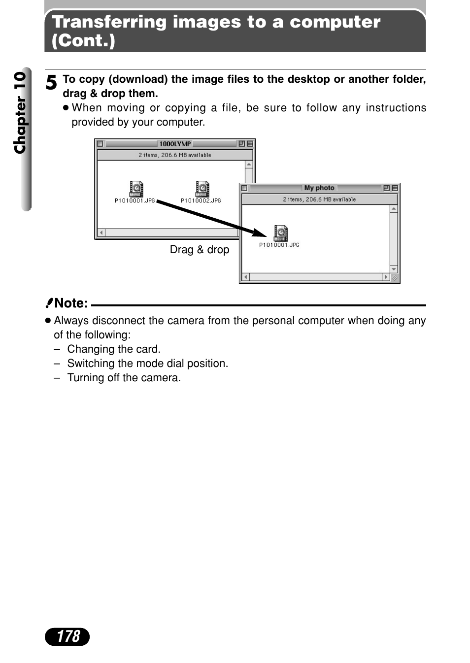 Transferring images to a computer (cont.) | Olympus C-40Zoom User Manual | Page 178 / 203