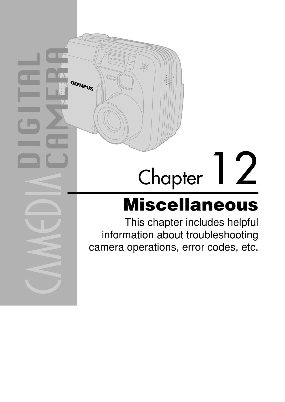 Chapter 12 miscellaneous, Miscellaneous | Olympus C-40Zoom User Manual | Page 184 / 203