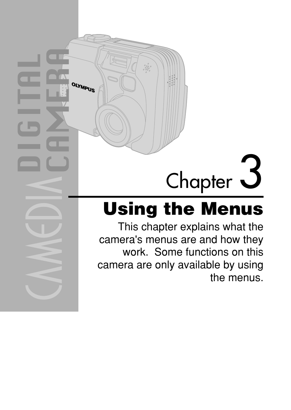 Chapter 3 using the menus, Using the menus, Chapter | Olympus C-40Zoom User Manual | Page 43 / 203