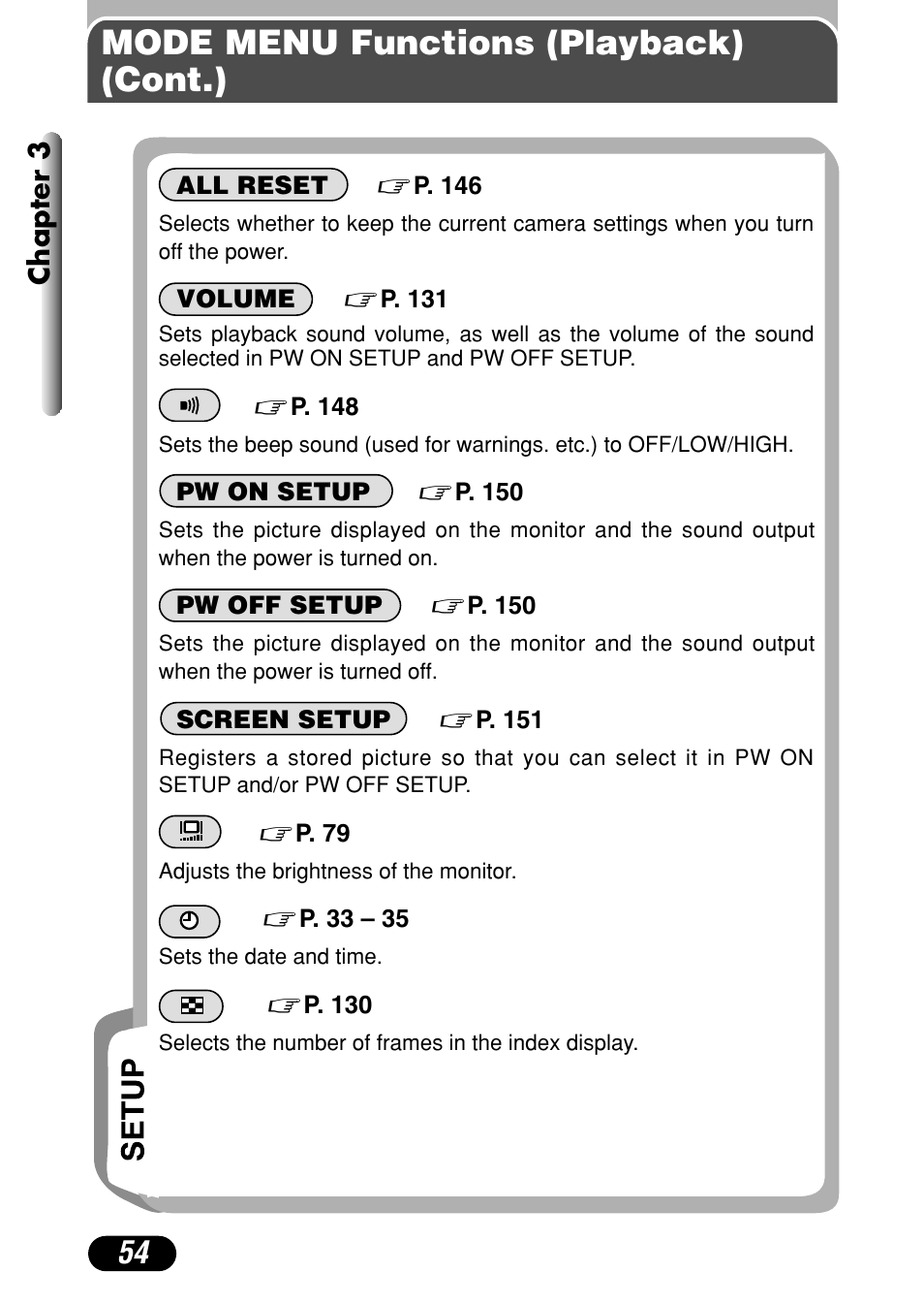 Mode menu functions (playback) (cont.) | Olympus C-40Zoom User Manual | Page 54 / 203