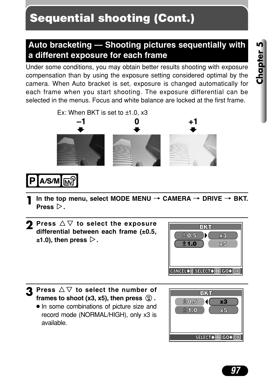 Sequential shooting (cont.), Chapter 5 | Olympus C-40Zoom User Manual | Page 97 / 203