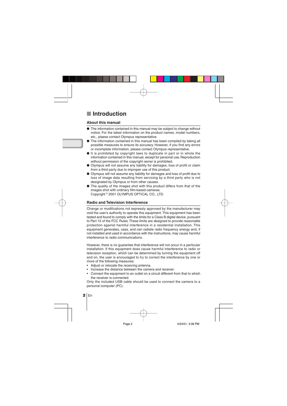 Introduction | Olympus C-100 User Manual | Page 2 / 152