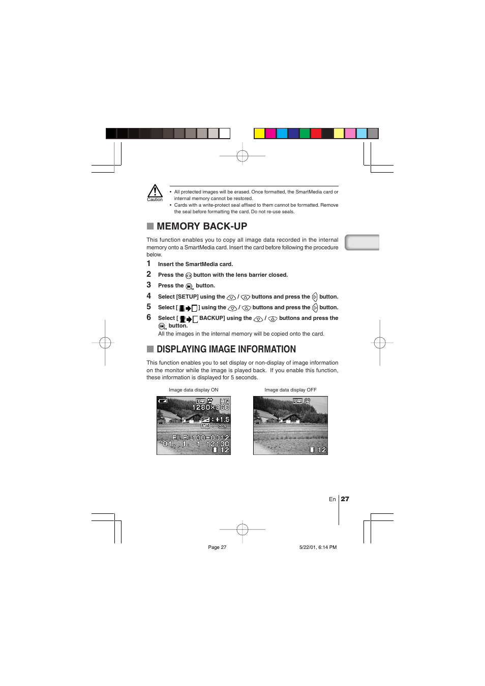 Displaying image information | Olympus C-100 User Manual | Page 27 / 152