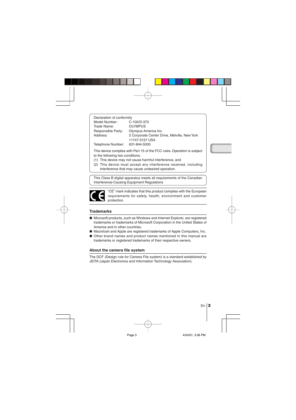 Olympus C-100 User Manual | Page 3 / 152