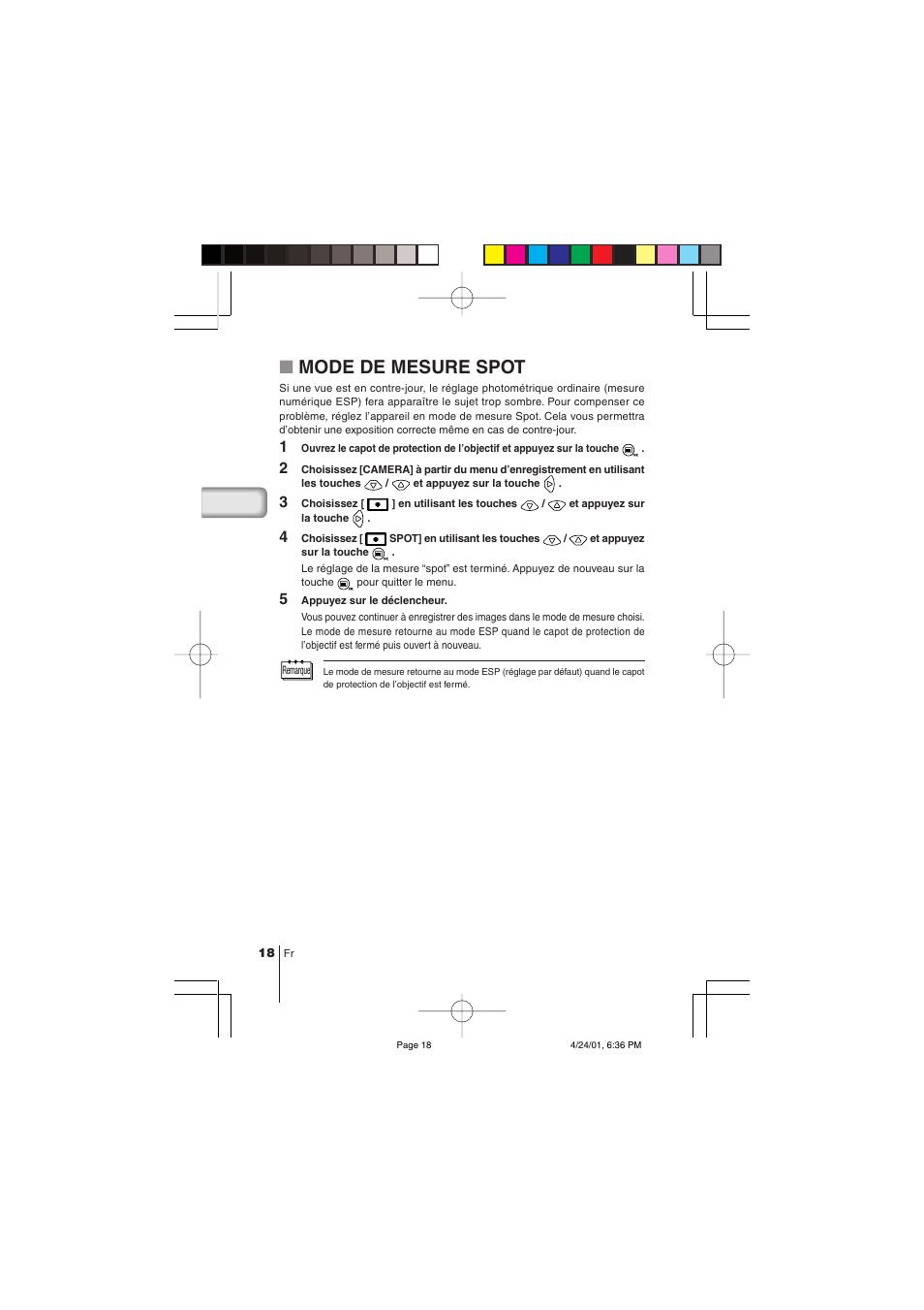 Mode de mesure spot | Olympus C-100 User Manual | Page 48 / 152