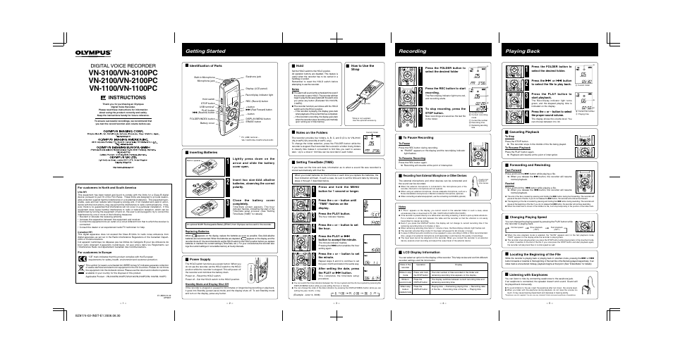 Olympus VN-3100    EN User Manual | 2 pages