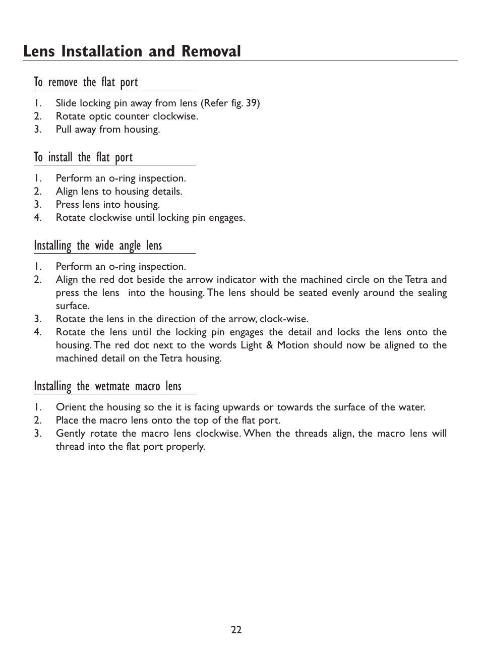 Lens installation and removal, Installing the wide angle lens, Installing the wetmate macro lens | Olympus 5060 User Manual | Page 21 / 26