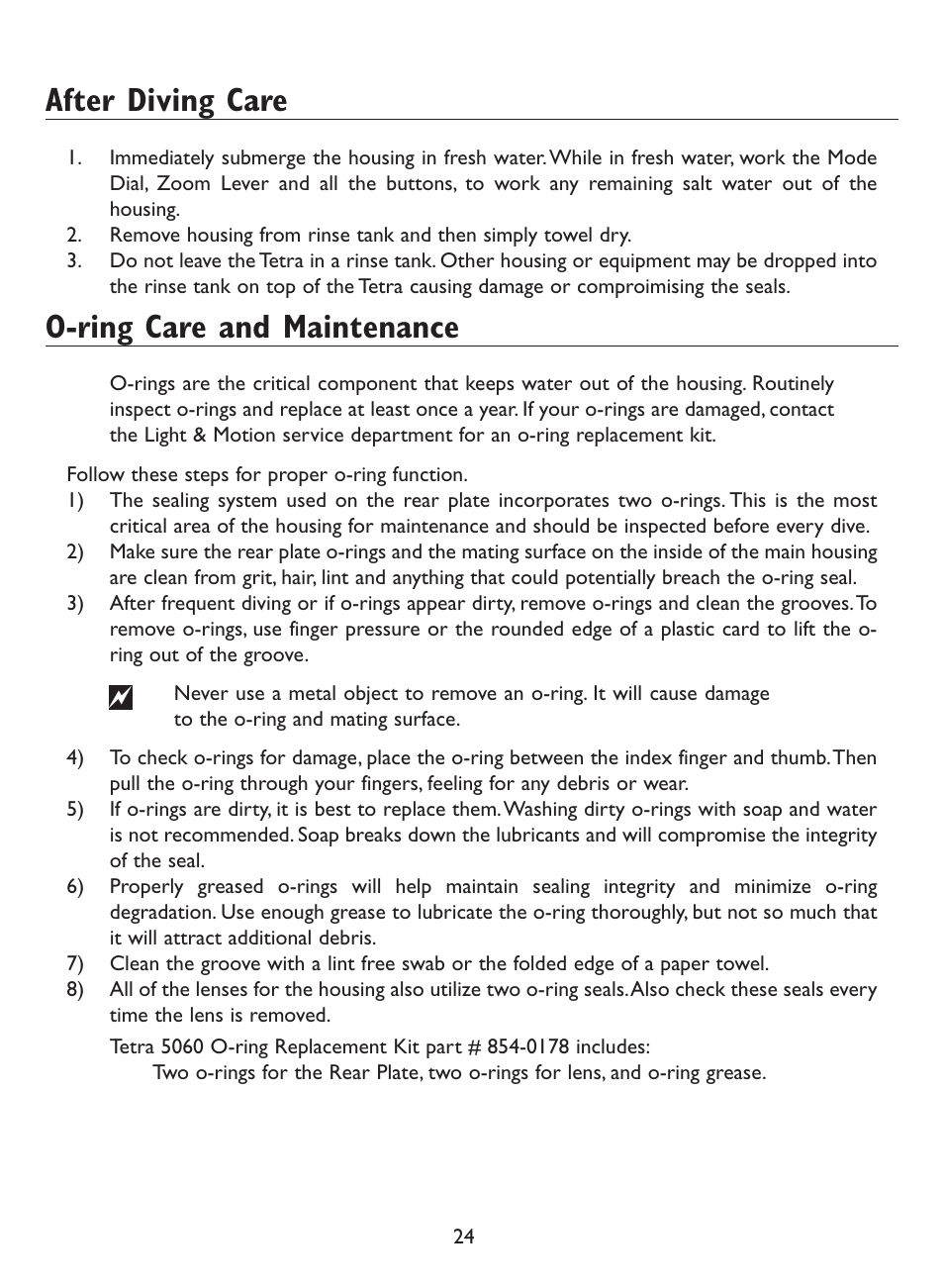 After diving care, O-ring care and maintenance | Olympus 5060 User Manual | Page 23 / 26