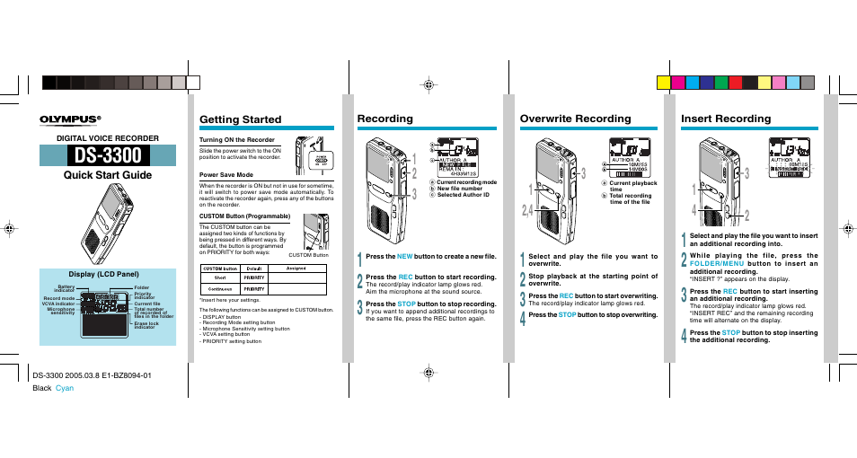 Olympus DS-3300 User Manual | 2 pages