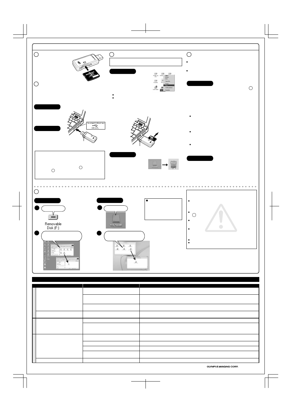 Using the adapter (for windows/macintosh) 1 | Olympus MEMORY ADAPTER MAUSB-300 User Manual | Page 2 / 2