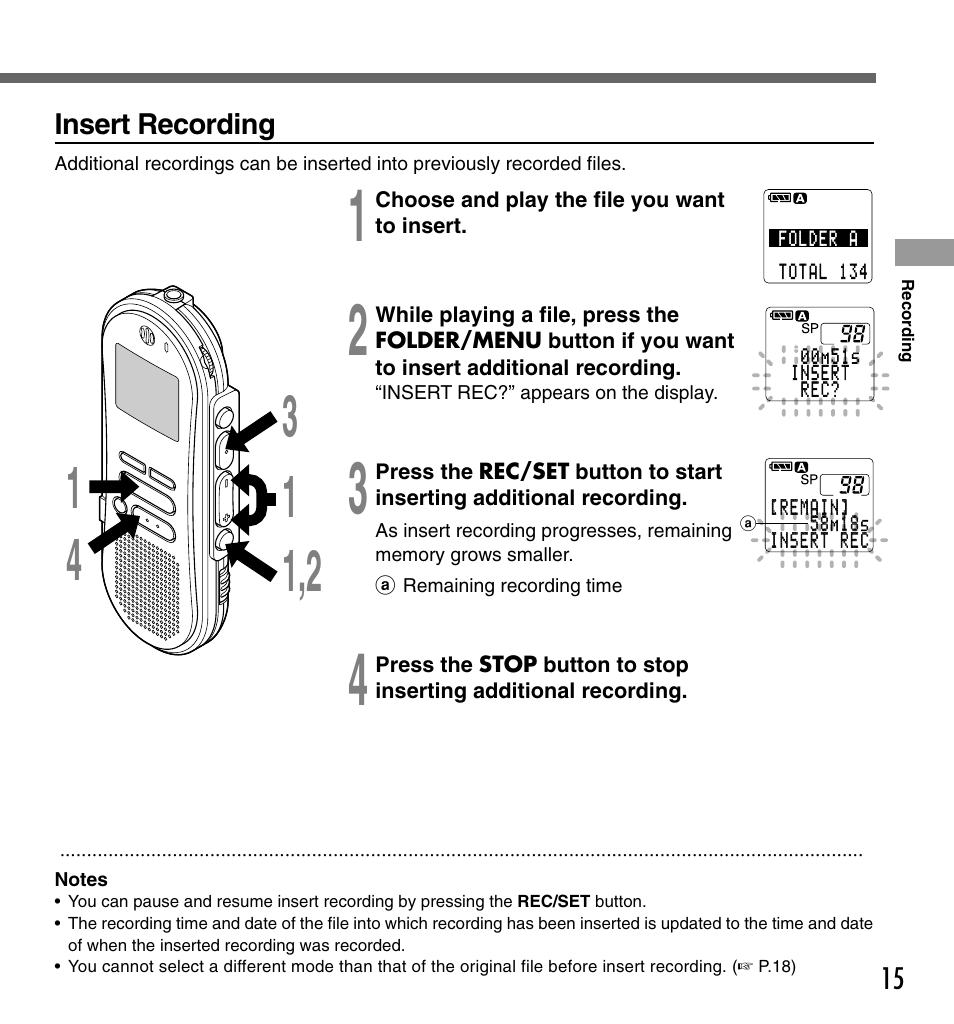 Olympus DS-330 User Manual | Page 15 / 76