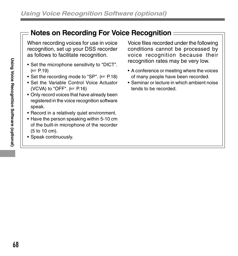 Using voice recognition software (optional) | Olympus DS-330 User Manual | Page 68 / 76