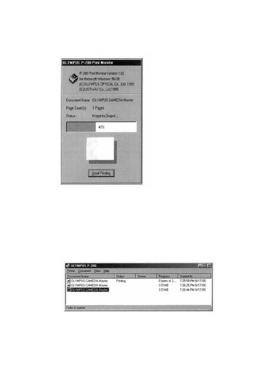 To cancel printing | Olympus CAMEDIA P-200 User Manual | Page 12 / 68