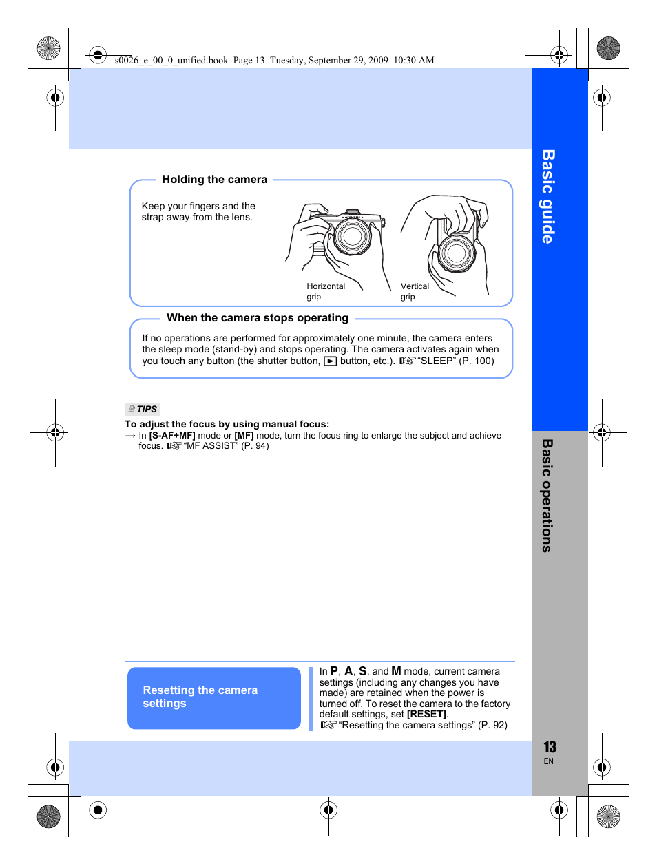 Basic guid e, Basic op erat ions | Olympus E-P2 User Manual | Page 13 / 164