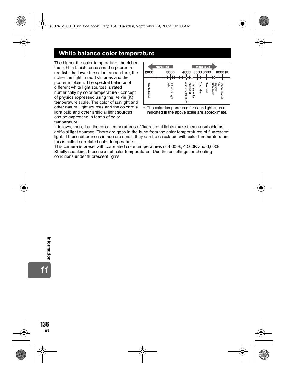 White balance color temperature | Olympus E-P2 User Manual | Page 136 / 164