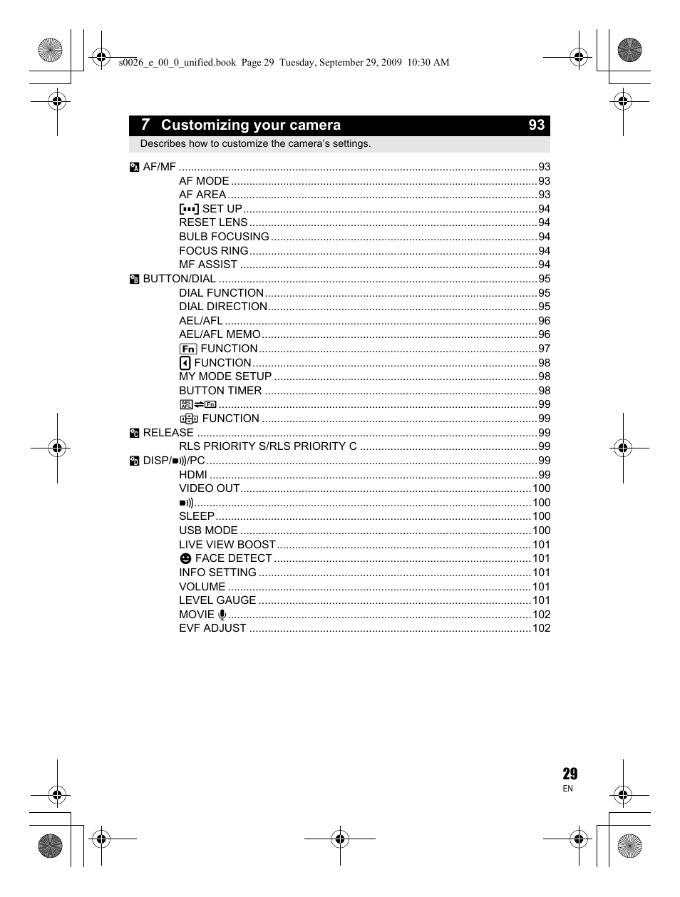 Customizing your camera 93 | Olympus E-P2 User Manual | Page 29 / 164