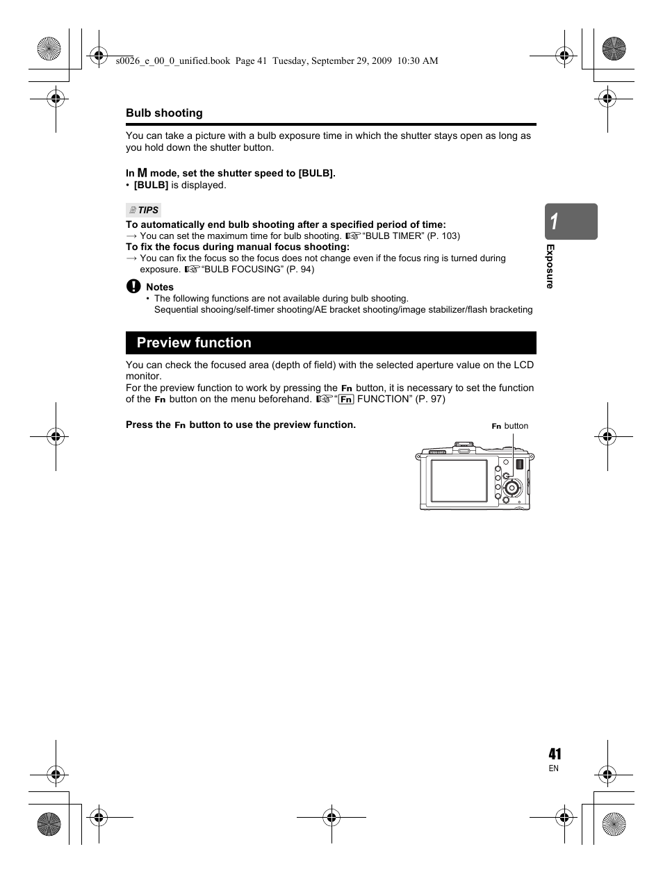 Preview function | Olympus E-P2 User Manual | Page 41 / 164