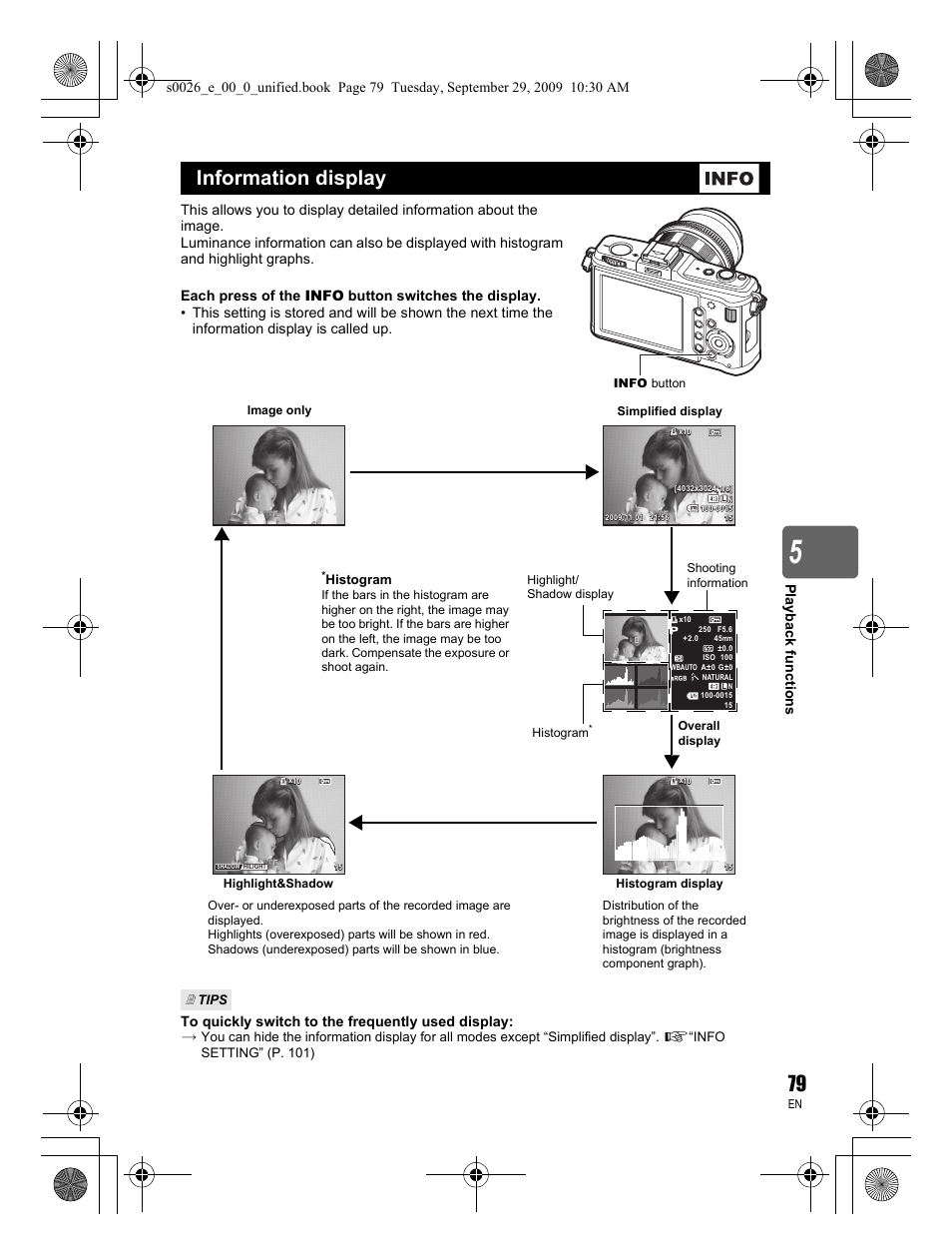 Information display | Olympus E-P2 User Manual | Page 79 / 164