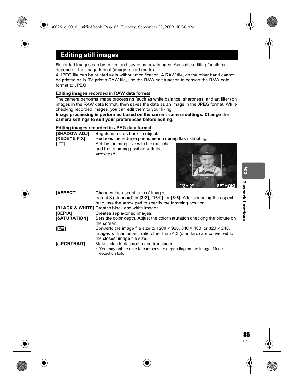 Editing still images | Olympus E-P2 User Manual | Page 85 / 164