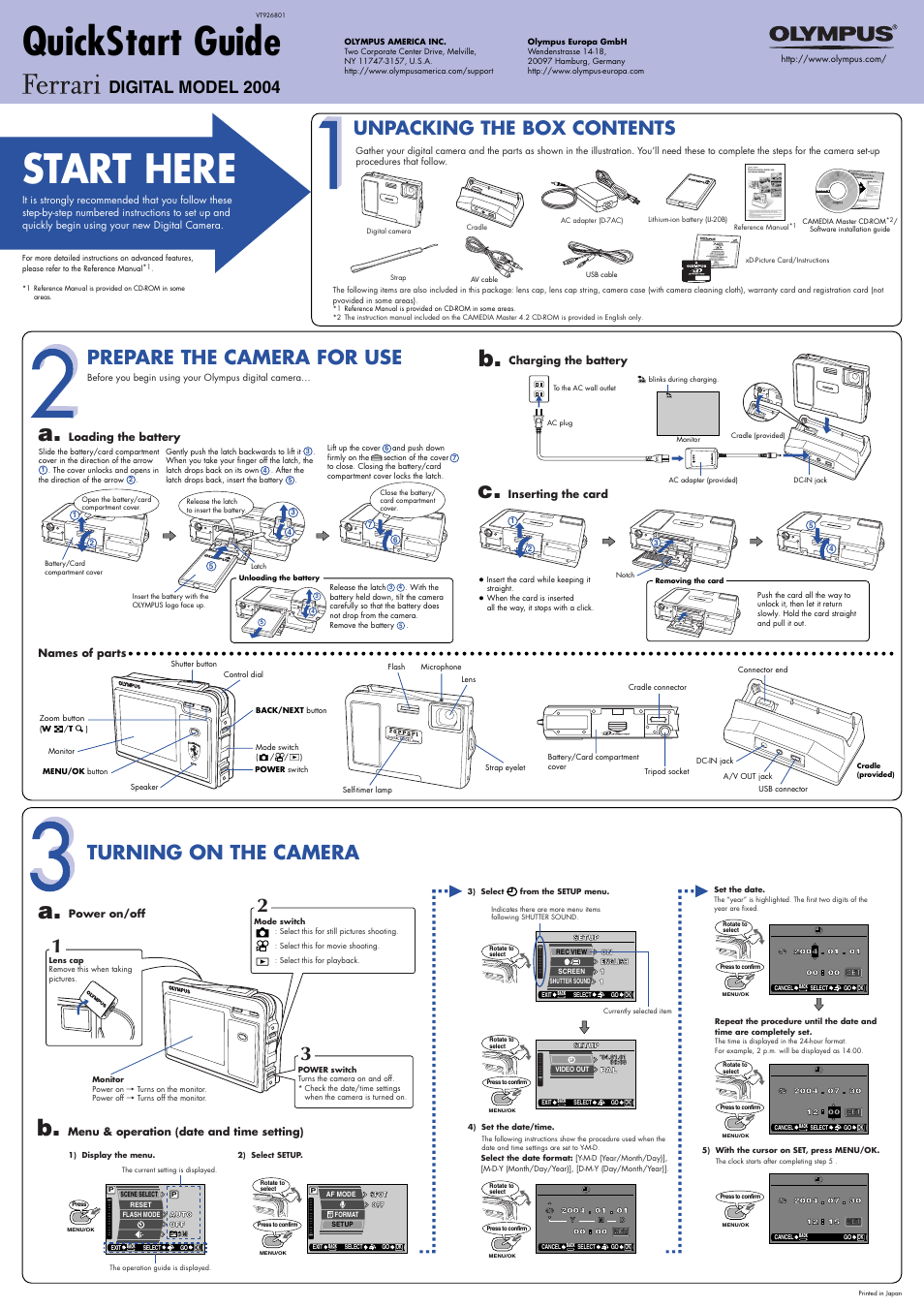 Olympus Ferrari DIGITAL MODEL 2004 User Manual | 2 pages