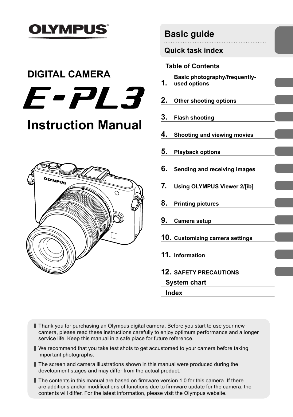 Olympus E-PL3 User Manual | 127 pages