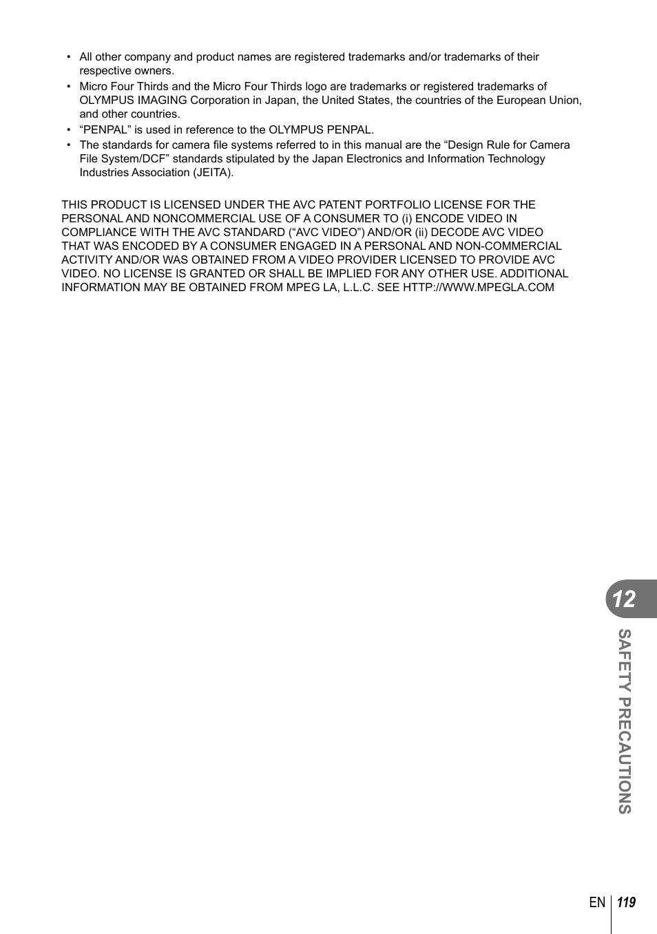 Olympus E-PL3 User Manual | Page 119 / 127