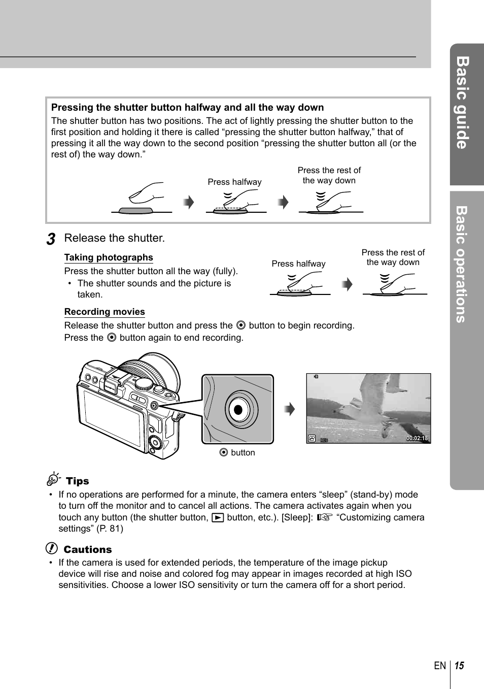 Basic guide, Basic operations | Olympus E-PL3 User Manual | Page 15 / 127