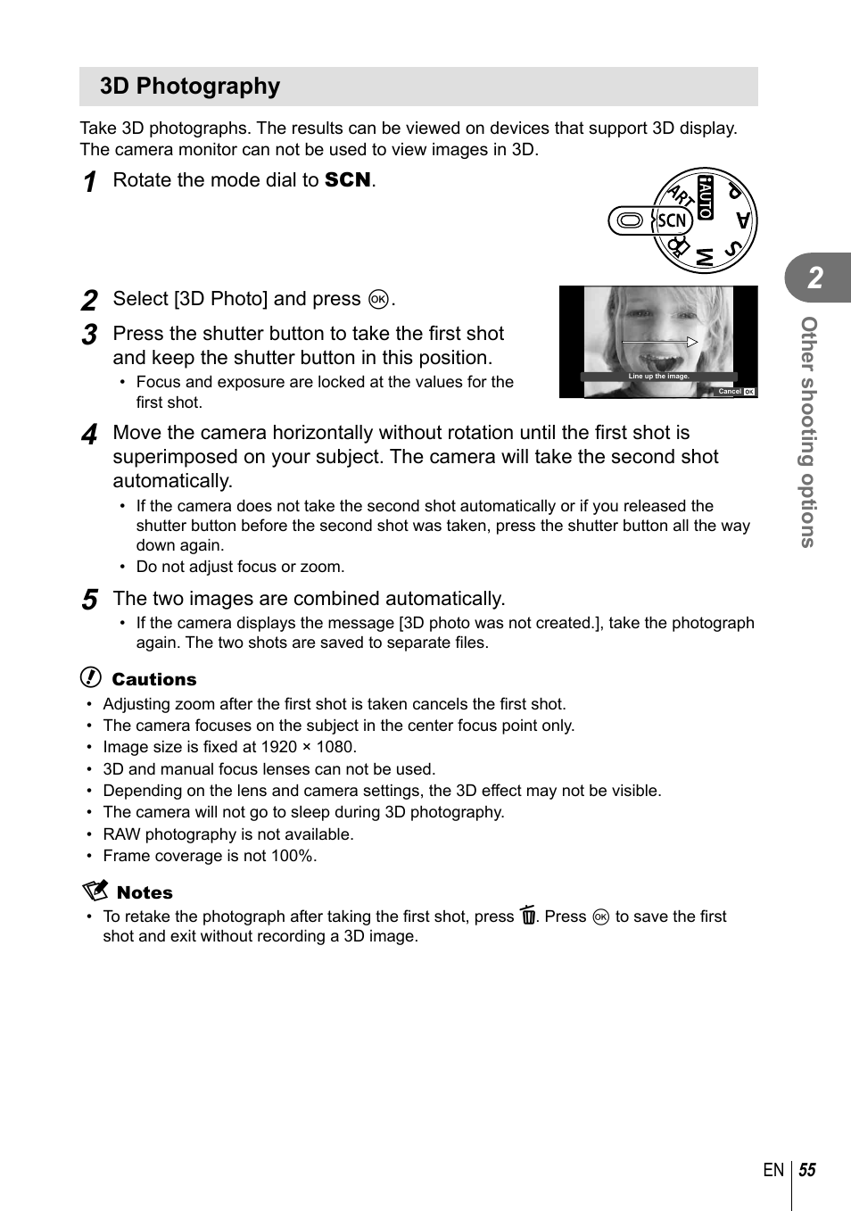 3d photography | Olympus E-PL3 User Manual | Page 55 / 127