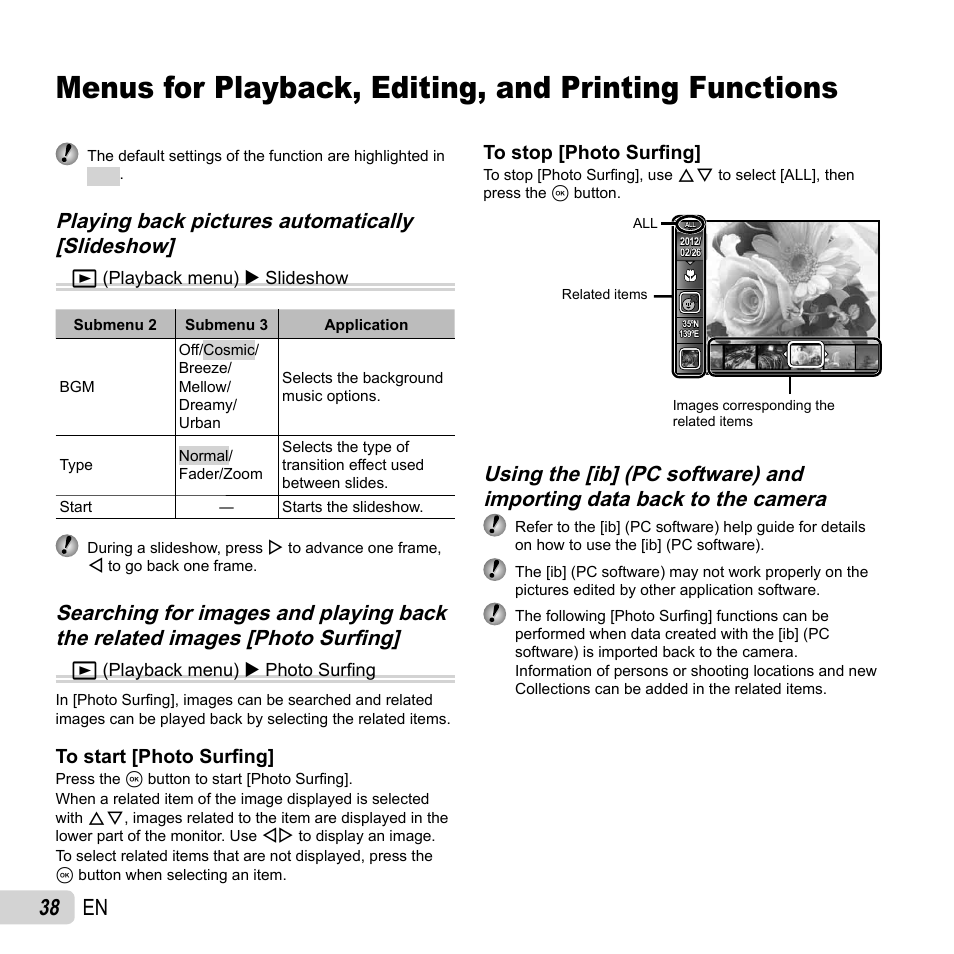 38 en | Olympus SP-620UZ User Manual | Page 38 / 76