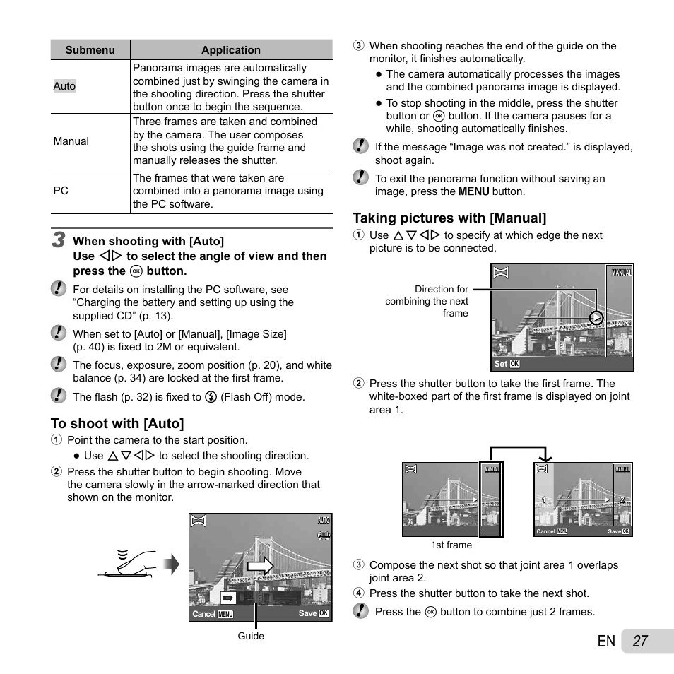 27 en, Taking pictures with [manual | Olympus SZ-30MR User Manual | Page 27 / 84