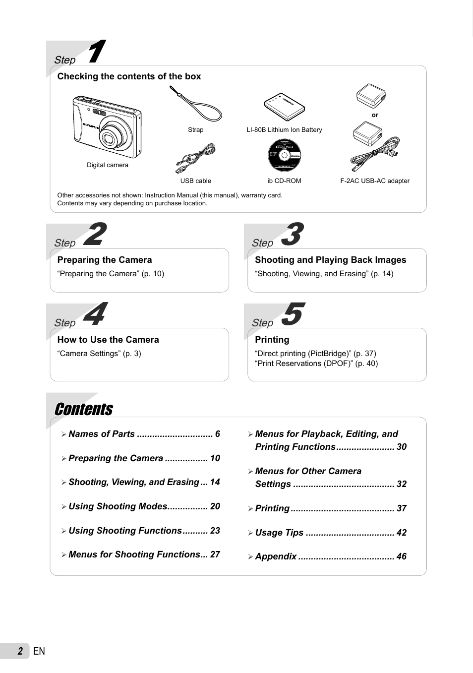 Olympus T-100 User Manual | Page 2 / 61