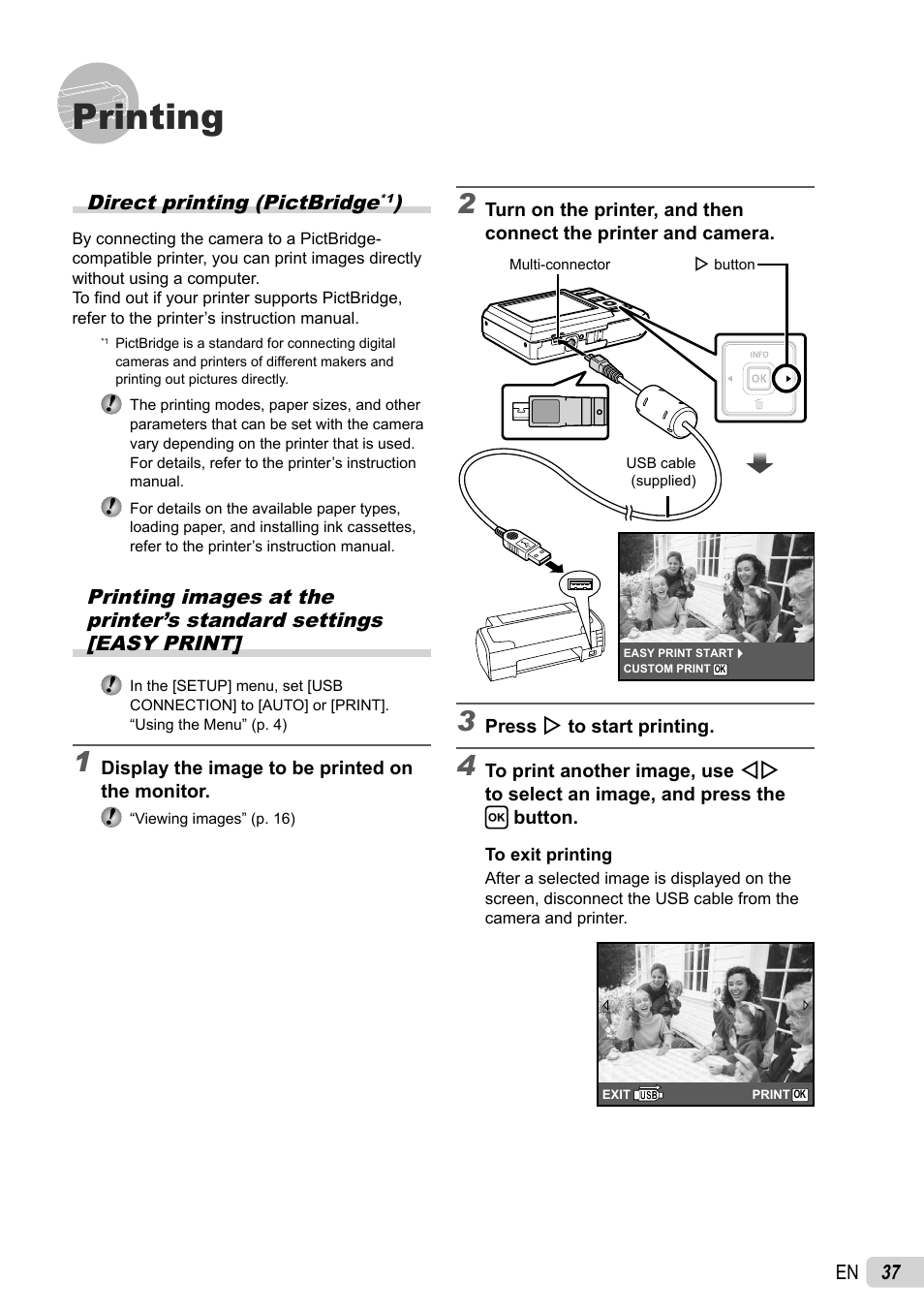 Printing | Olympus T-100 User Manual | Page 37 / 61
