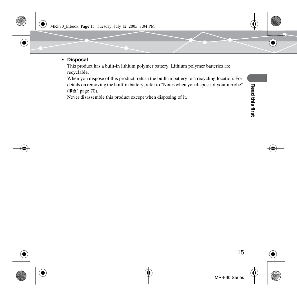 Olympus MR-F30 Series User Manual | Page 15 / 86