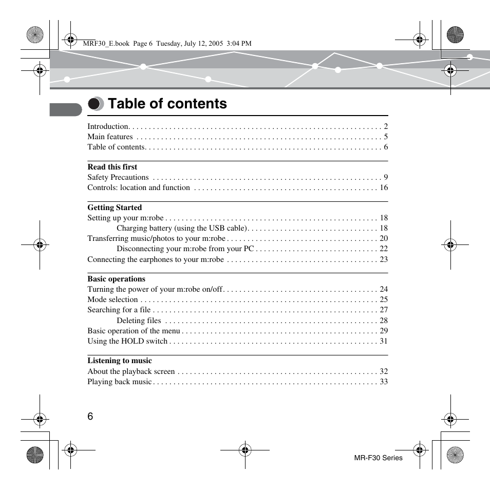 Olympus MR-F30 Series User Manual | Page 6 / 86