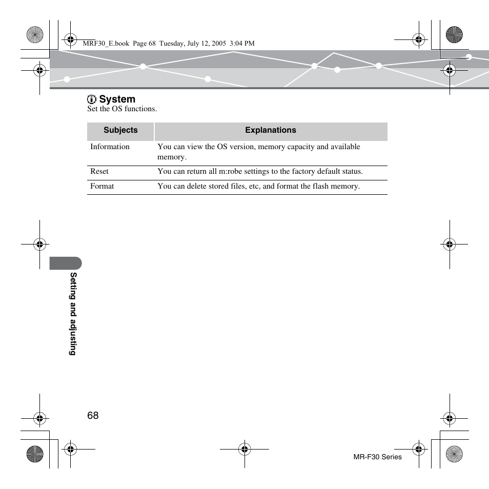 System | Olympus MR-F30 Series User Manual | Page 68 / 86