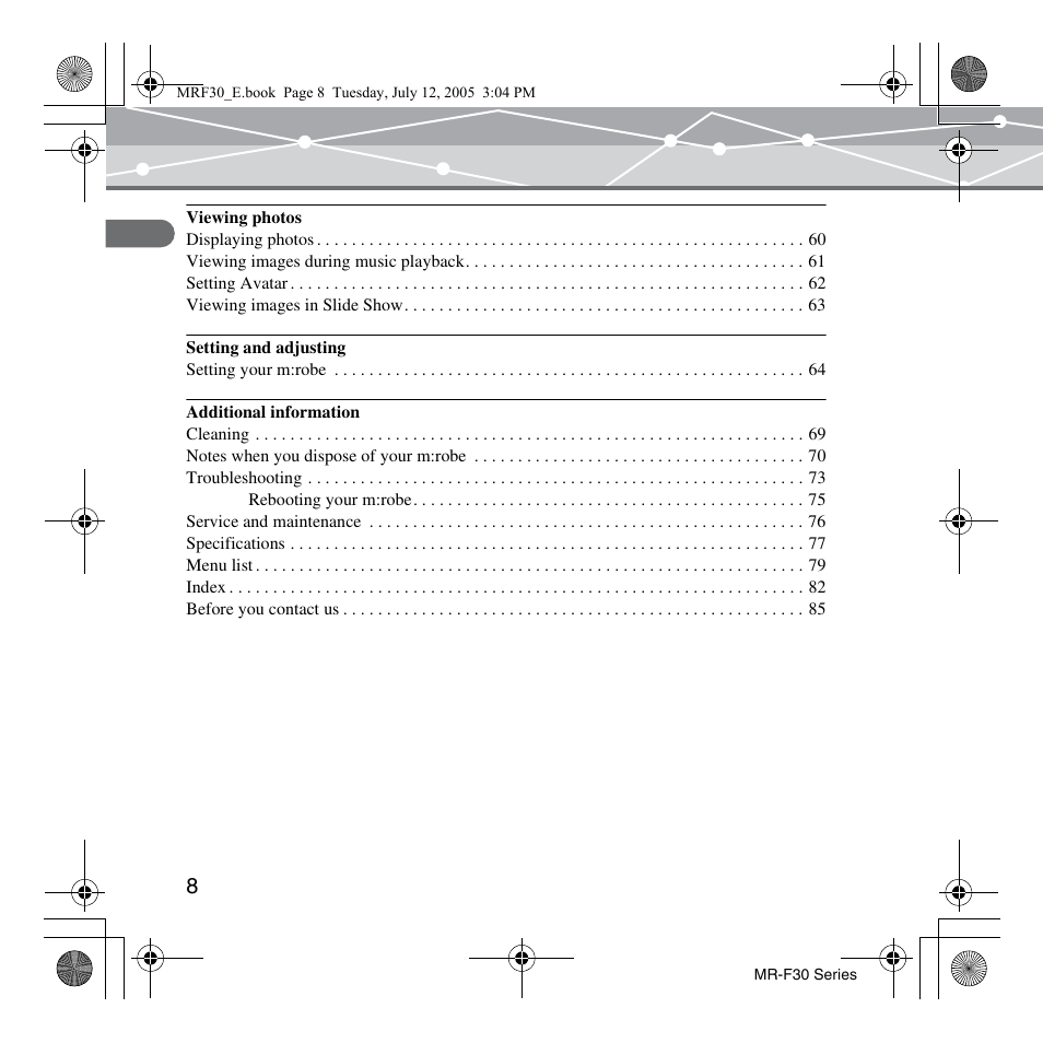 Olympus MR-F30 Series User Manual | Page 8 / 86