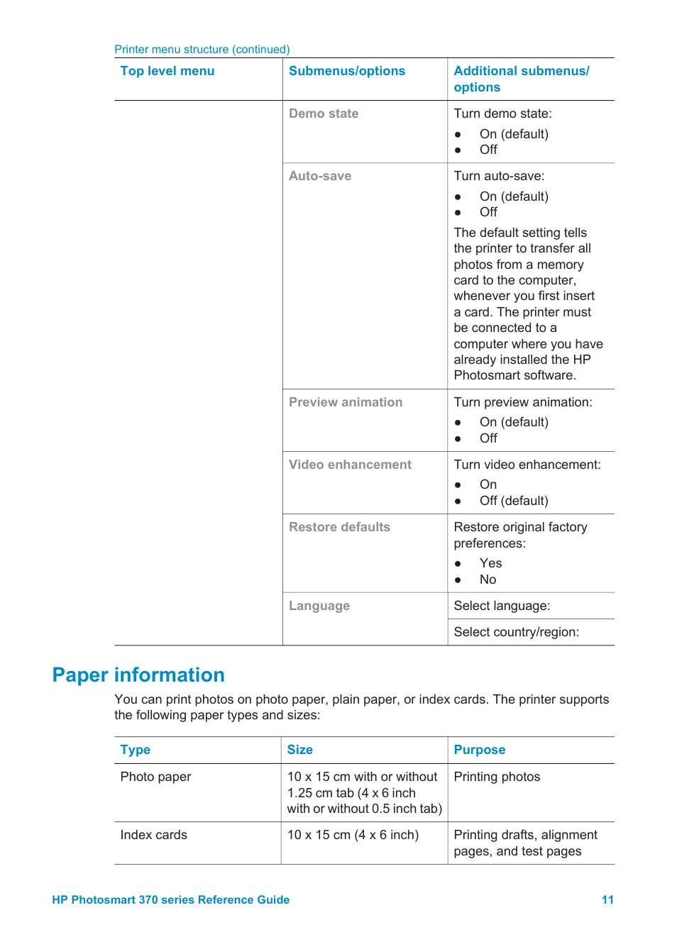 Paper information | Olympus 370 series User Manual | Page 13 / 33