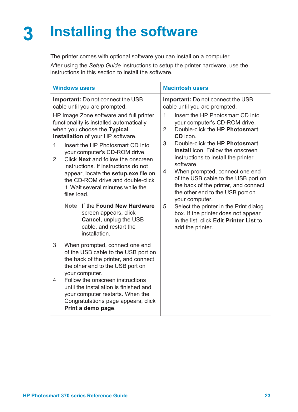 Installing the software | Olympus 370 series User Manual | Page 25 / 33