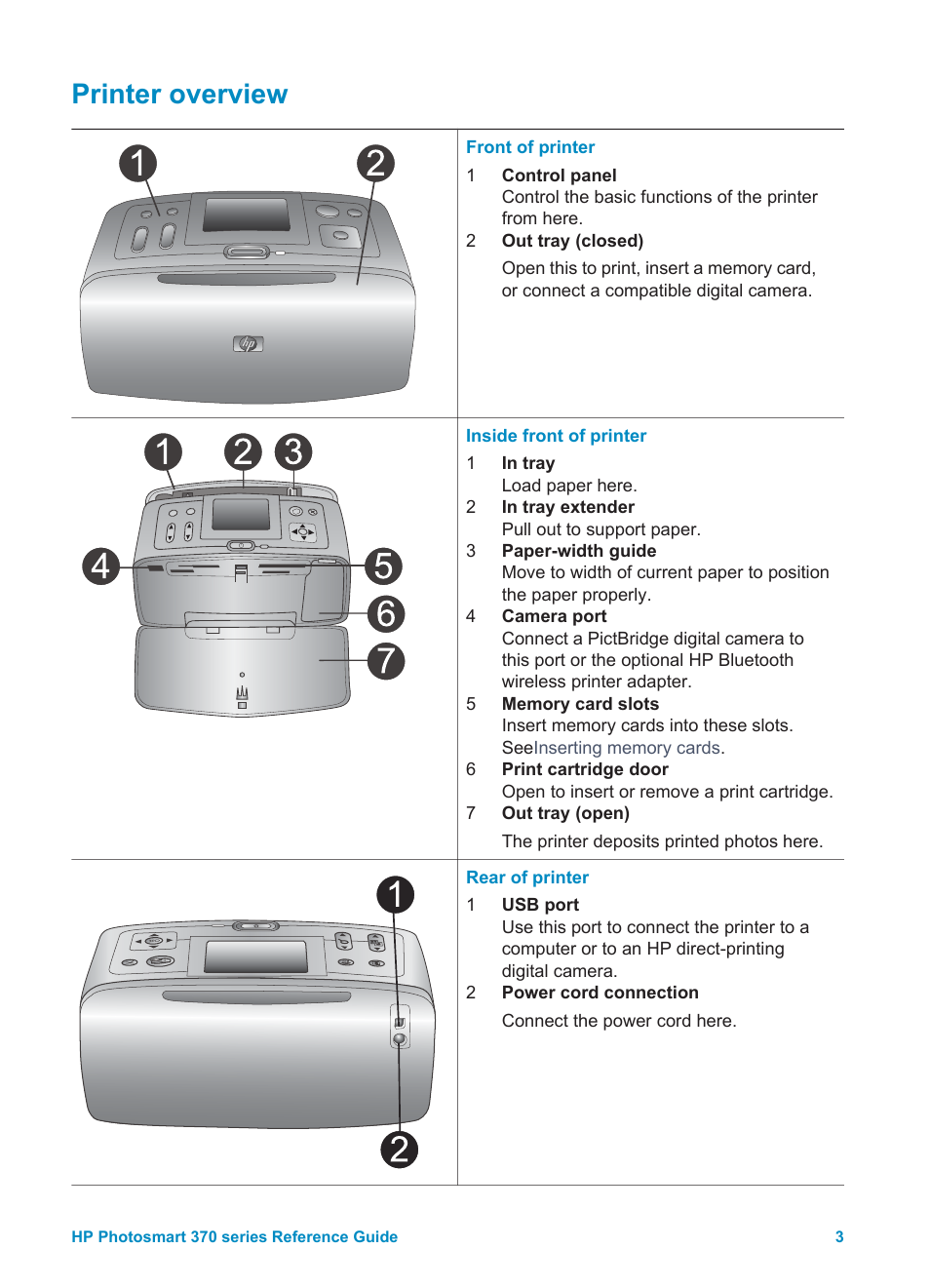 Printer overview | Olympus 370 series User Manual | Page 5 / 33