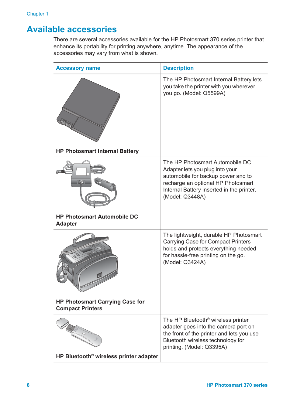 Available accessories | Olympus 370 series User Manual | Page 8 / 33