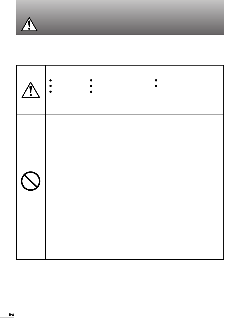 Warning | Olympus FMD-250W User Manual | Page 6 / 31